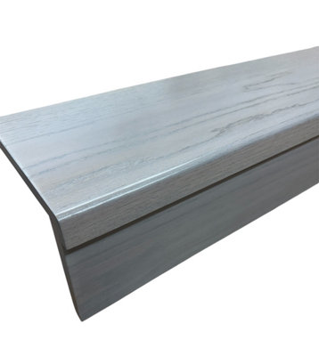 Grey Solid Oak staircase Cladding Kit Treat & Riser lip Bullnose (L ...