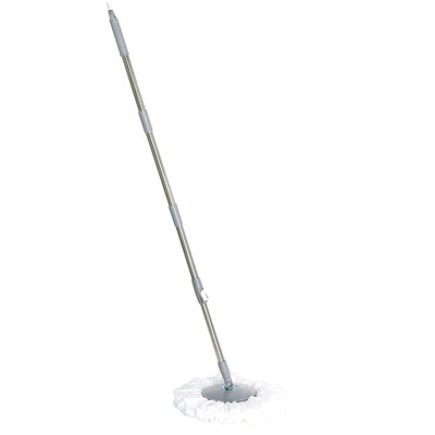 Grey Space Saving 360 degree Rotating Dual Spin Dry Mop & Bucket 3 Microfibre Heads - 9