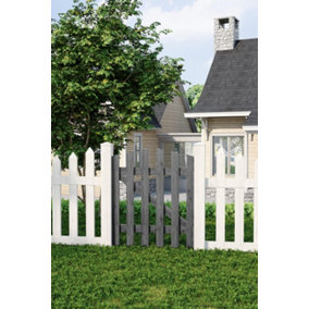 Grey Spruce Wood Garden Gate Door with Arched Top for Outdoor Fencing 76cm W x 90cm H