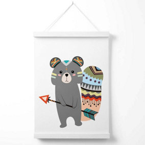 Grey Squirrel Tribal Animal Poster with Hanger / 33cm / White