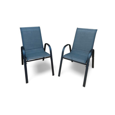 Grey Stacking Garden Dining Chairs - 2 Chairs
