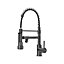 Grey Stainless Steel Kitchen Tap Mixer Tap with Pull Down Spring Spout and Pot Filler
