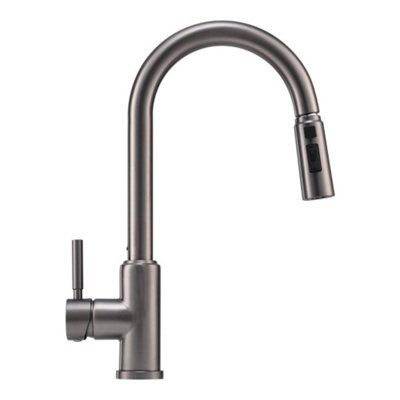 Grey Stainless Steel Side Lever Kitchen Spring Neck Pull Out Kitchen Tap Mixer Tap