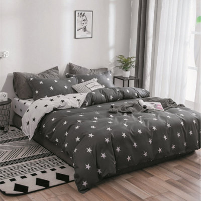 Grey Star Printed Easy Care Duvet Set