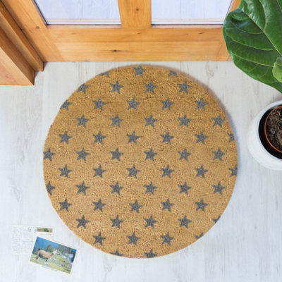 Grey Stars Circle Doormat - Round 70cm - 4