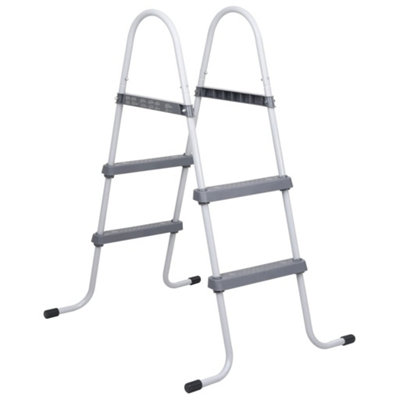Grey Steel Pool Ladder 84 cm Height for Easy and Safe Access