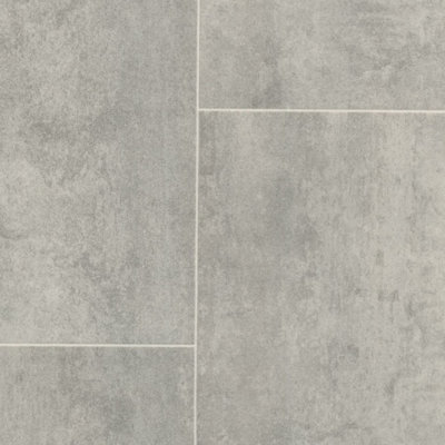 Grey Stone Effect Vinyl Flooring For Kitchen, Bathroom & Living Room, 2.0mm Thick Vinyl Sheet-3m(9'9") X 4m(13'1")-12m²