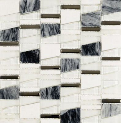 Grey Stone/Glass Angular Mix Mosaic 