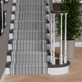 Grey Striped Cut To Measure Stair Carpet Runner 60cm Wide