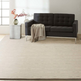 Grey Striped Handmade Luxurious Modern Striped Wool Rug For Bedroom & Living Room-160cm X 221cm