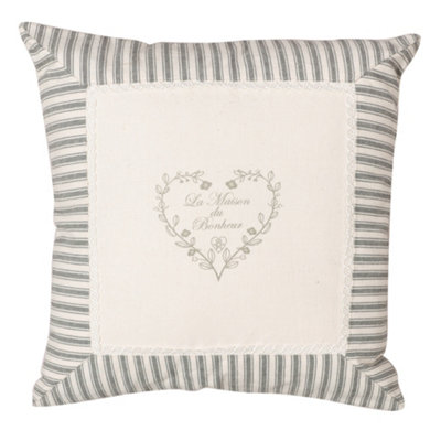 Grey Striped Heart Design Indoor Chair Sofa Cushion with Removable Inner