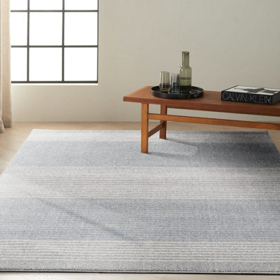 Grey Striped Modern Rug Easy to clean Dining Room-160cm X 221cm