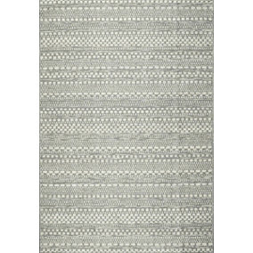 Grey Striped Outdoor Rug, Striped Stain-Resistant Rug For Patio, Garden, Deck, 5mm Modern Outdoor Rug-120cm X 170cm