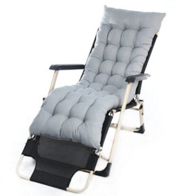 Grey Sun Lounger Cushion Pad for Garden Recliner Chair