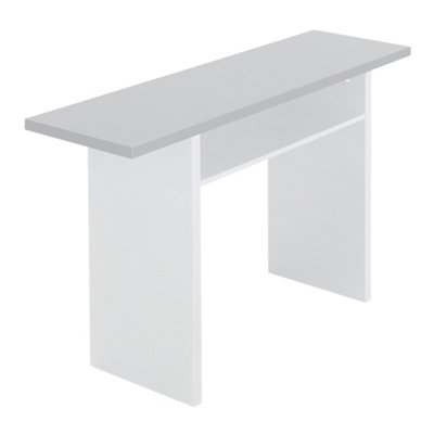 Grey Tabletop White Frame Narrow Rectangular Console Table Desk End Bedside Table with Storage Shelf