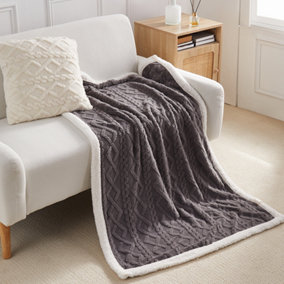 Grey Taffia Double-Sided Sherpa Blanket 150cm L x 100cm W