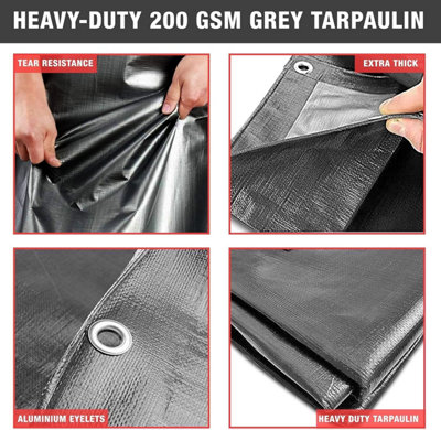 Super Heavy Duty White Tarp 200gsm PE Waterproof Tarpaulin Sheet - 7 - View #13