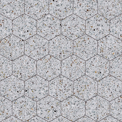 Grey Terrazzo Hexagon Tile Vinyl by Remland (4m x 2m)