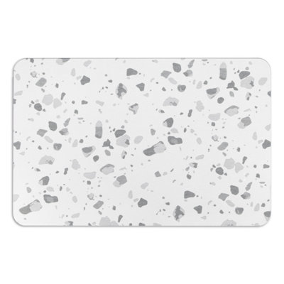 Grey Terrazzo White Stone Non Slip Bath Mat