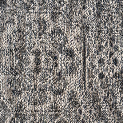 Grey Textured Woven Traditional Medallion Floral Border Easy Clean Indoor Outdoor Area Rug 120x170cm