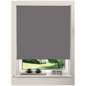 Grey Thermal Blackout Roller Blinds Trimmable 165cm Drop x Width 140cm