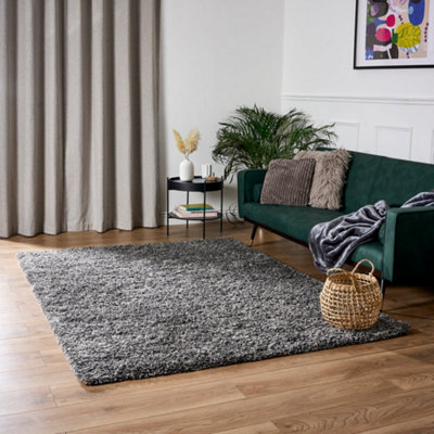 Grey Thick Shaggy Rug - California - 60x110cm (2'x3'7