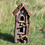 Grey Three Tier Bird House Nesting Box Decorative Birdbox Garden Accessory Hand Painted Bird House