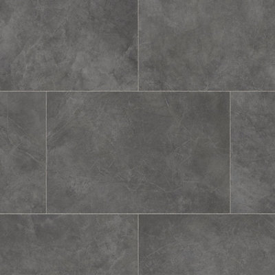 Grey Tile Effect Flooring, Anti-Slip Contract Commercial Heavy-Duty Vinyl Flooring with 3.0mm Thickness-1m(3'3") X 2m(6'6")-2m²