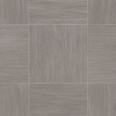 Grey Tile Effect Flooring, Contract Commercial Heavy-Duty Vinyl Flooring with 2.2mm Thickness-15m(49'2") X 2m(6'6")-30m²