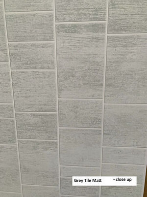 Grey Tile Matt Shower Panel 1000mm Wide x 2.4m Wet Wall Bathroom Cladding PVC 10mm Thick Price Comparisons | Compare The Build
