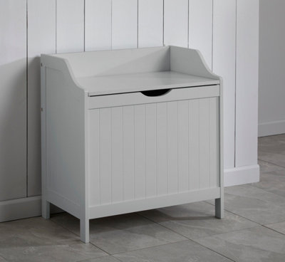 Grey Tongue & Groove Bathroom Storage Laundry Basket