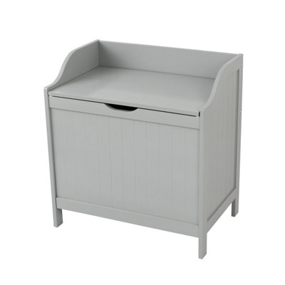 Grey Tongue & Groove Bathroom Storage Laundry Basket - 4