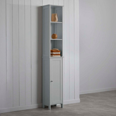 Grey Tongue & Groove Tallboy Bathroom Storage Cabinet Price Comparisons | Compare The Build