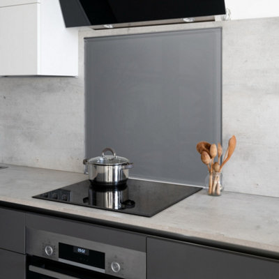 Grey Toughened Glass Kitchen Splashback - 600mm x 650mm