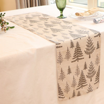 Grey Tree Print Cotton Dining Table Decoration Table Runner Table Cloth ...