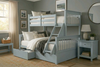 Grey Triple Bunk Bed Sonic Single Over Double 3 Sleeper with Storage ...