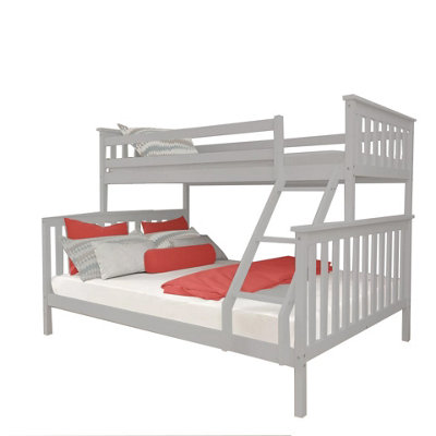 Grey Triple Sleeper Bunk Bed Wooden Large, Can be set up as single bed ...
