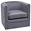 Grey Tufted Velvet Barrel Swivel Accent Chair