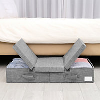 Grey Under Bed Fabric Clothes Foldable Flip Cover Organizer with Handles 81cm