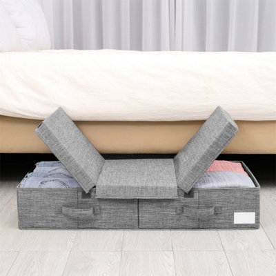 Grey Under Bed Fabric Clothes Foldable Flip Cover Organizer with ...