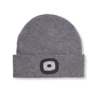 Grey Unisex LED Beanie Hat With USB Rechargeable Battery 5 Hours High Powered Light