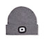 Grey Unisex LED Beanie Hat With USB Rechargeable Battery 5 Hours High Powered Light