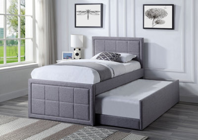 Grey trundle bed deals twin