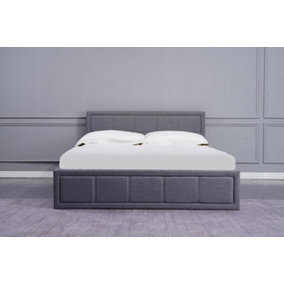 Grey Upholstered Storage Ottoman Bed With 3ft Single Memory Foam Mattress
