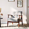Grey Upholstered Tufted Buttoned Solid Wooden Frame Armchair