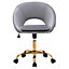Grey Velvet Adjustable Height Swivel Ergonomic Home Office Chair