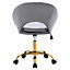 Grey Velvet Adjustable Height Swivel Ergonomic Home Office Chair