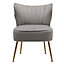 Grey Velvet Chair Leisure Upholstered Sofa Chair Contemporary Lounge Reading Chair Living Room Bedroom 725mm(H)