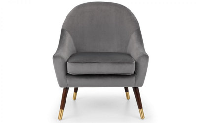 Grey Velvet Cushion Curved Armchair