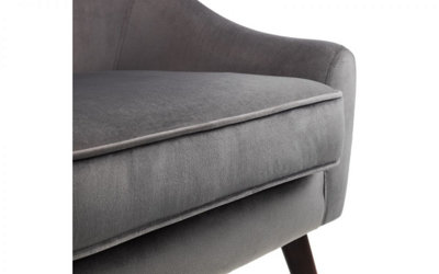 Grey Velvet Cushion Curved Armchair